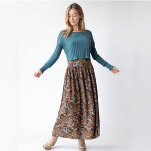 Floral Brown Maxi Skirt